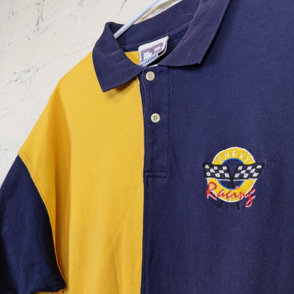 Chevy Racing Blue and Yellow Vintage Polo Shirt